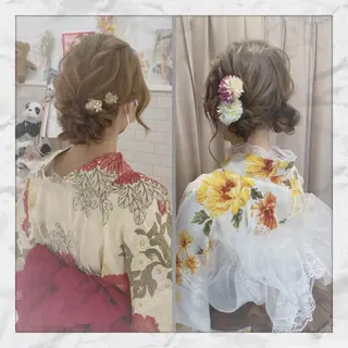 ミディアム ヘアアレンジ ヘアセット/着付け 𓇼 松本 夏美𓇼のヘアスタイル