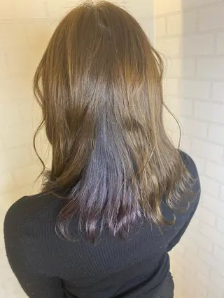 セミロング カラー 塩谷黎✨ブリーチ無W カラーメンズパーマ✨のヘアスタイル