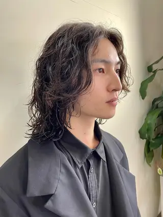 セミロング カラー パーマ メンズ WEST OLAND加藤圭介のヘアスタイル