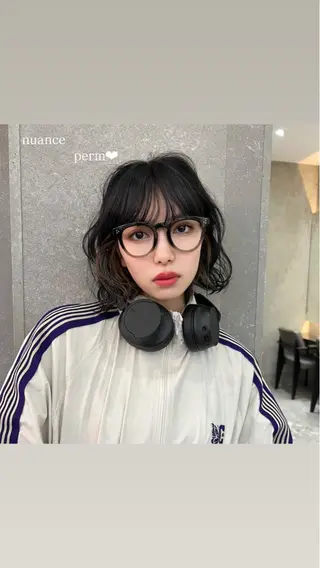 パーマ 暖色ショート/ボブ "ﾏﾘﾝ"𓂃🫧‪のヘアスタイル