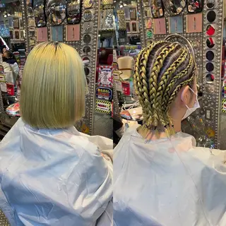 ショート カラー ヘアアレンジ メンズ キッズ アイブロウ haco+所属・🌈派手髪エクステ ブレイズ🌈ひろとのヘアスタイル