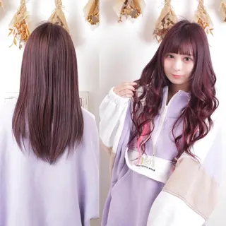 ロング カラー パーマ ヘアアレンジ 推し活専用 【派手髪】飯野ゆかりのヘアスタイル