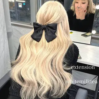 ロング カラー エクステ🩵ブリーチ 韓国ヘア🩵KAEのヘアスタイル