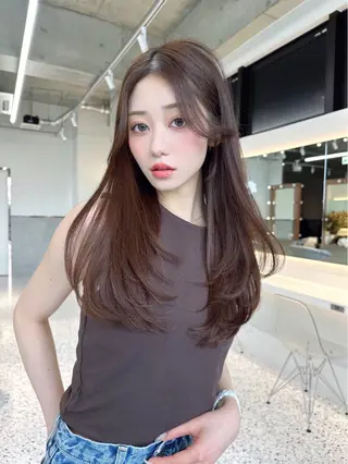 セミロング カラー Lond mare レイヤーカット/韓国のヘアスタイル