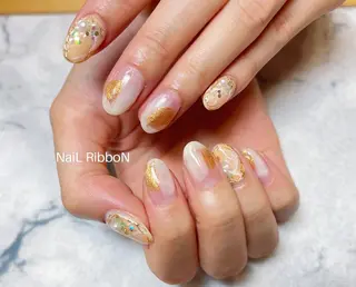 ネイル ネイルリボン 受付スタッフのネイルデザイン