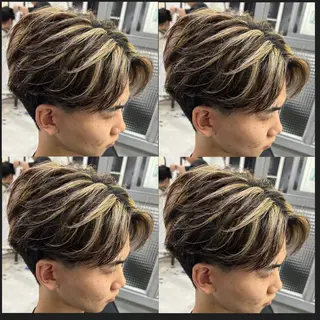 ショート カラー パーマ ヘアアレンジ メンズ 🔥メンズ特化渡辺 🔥ブリーチカラーのヘアスタイル