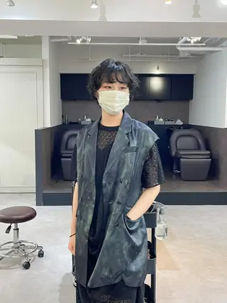 ショート カラー パーマ レイヤーパーマ＊ 顔まわり似合わせのヘアスタイル