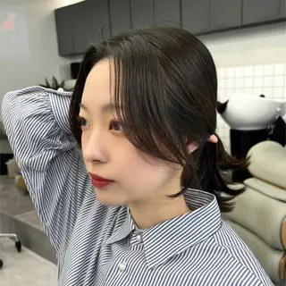 ミディアム 韓国ヘア♡ 顔まわりカットayaのヘアスタイル