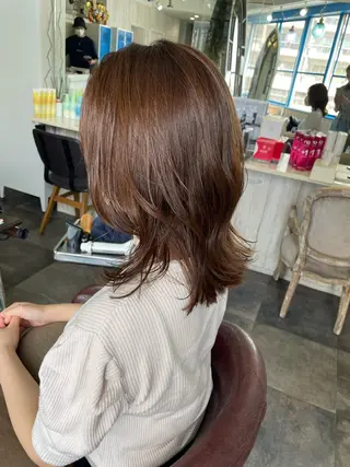 ミディアム カラー 韓国ヘア/レイヤー/ 暖色カラー/ Aiのヘアスタイル