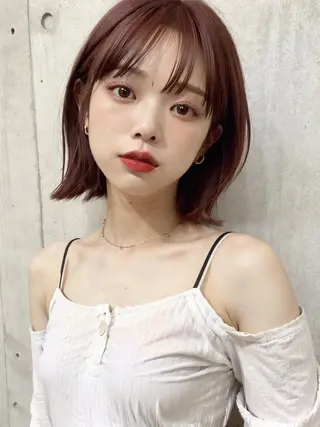 ショート カラー ヘアアレンジ 🧸髪質改善ケアカラ ー/アイドル前髪🧸のヘアスタイル