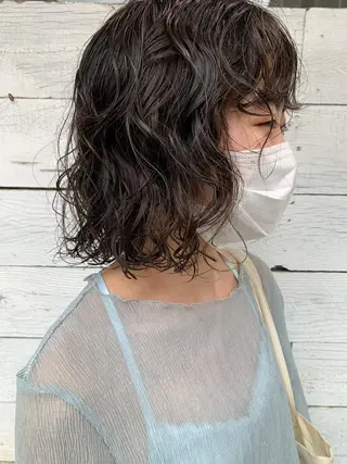 ショート カラー パーマ ヘアアレンジ パーマ/透明感カラー /ボブ/吉田一生のヘアスタイル