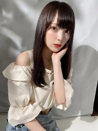 ミディアム カラー パーマ 新宿✨顔周りカット 韓国ヘア/坂本亜裟海のヘアスタイル