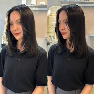 セミロング カラー 韓国ヘア🇰🇷/ 顔周り/松田光里のヘアスタイル