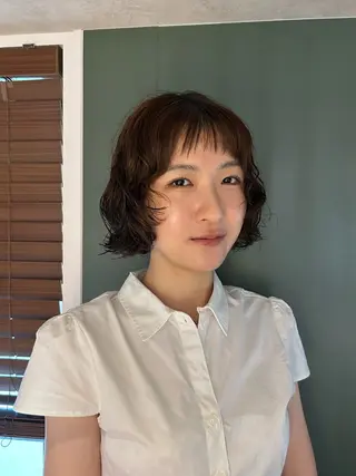 ミディアム カラー パーマ ayano🍒パーマ 暖色カラーのヘアスタイル