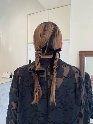 セミロング ヘアアレンジ 髪質改善/暗髪カラー ヘアアレンジ/スミレのヘアスタイル