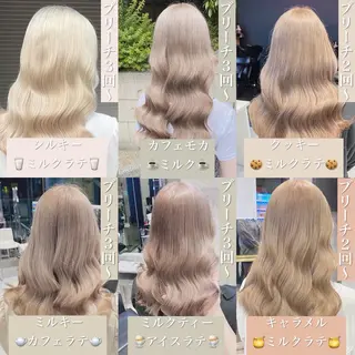 セミロング カラー 韓国ヘア特化💍 tiam💍ブリーチのヘアスタイル