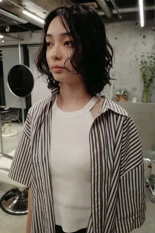 ミディアム パーマ PAPRE所属・オオバ リュウ /ショート、ボブ推しのヘアスタイル