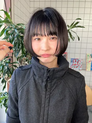 ショート カラー ボブパーマ/パーマ ウルフパーマのヘアスタイル