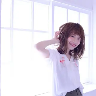 ミディアム カラー パーマ 髪質改善、エクステ 山口卓哉のヘアスタイル