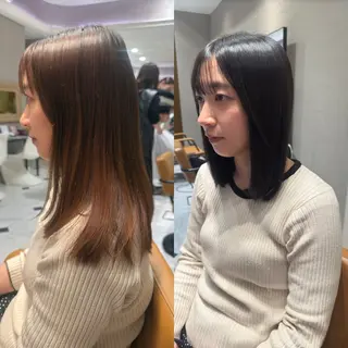 ミディアム 頭から整える美容師 松田のヘアスタイル