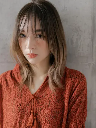 ミディアム カラー POCKET 高崎店🇰🇷のヘアスタイル