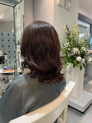 ミディアム パーマ コテ巻き風パーマ 藤澤　知彌のヘアスタイル