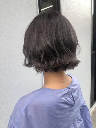 ミディアム カラー コテ巻き風パーマ SHONOのヘアスタイル