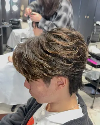 ショート パーマ メンズ 【フェザーパーマ】 【縮毛矯正】鶴田文のヘアスタイル