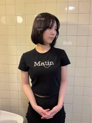 ミディアム カラー ボブ&透明感カラー ♡TOMOEのヘアスタイル