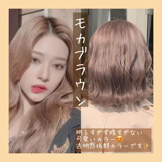 ミディアム カラー ヘアアレンジ 韓国レイヤーカット/ 儚げカラーチナツのヘアスタイル