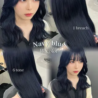 ロング カラー 暗髪🩶ラベンダー/ ブルー/ユウナ🤍のヘアスタイル