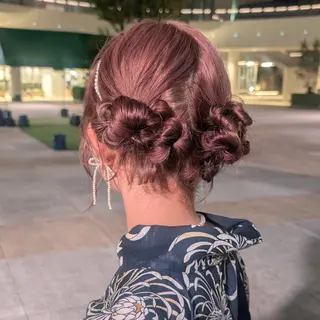 ミディアム ヘアアレンジ 彩桜/艶カラー/小顔 に見せるカット✂のヘアスタイル