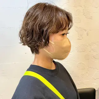 ショート カラー パーマ 🌿レイヤーボブ/パ ーマ🌿　木梨健太のヘアスタイル