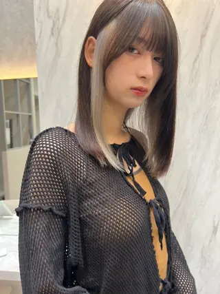 ミディアム カラー ダブルカラー 韓国レイヤーKYONのヘアスタイル