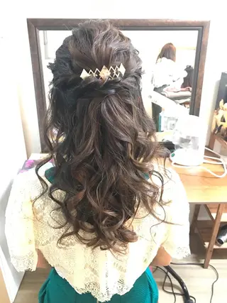 ロング カラー ヘアアレンジ ヘアセット/卒業式 袴着付け✨清水玲歌のヘアスタイル