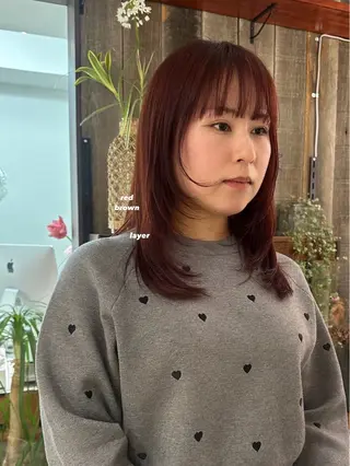 ミディアム カラー 暖色カラー/レイヤー 🌙 オノユリカのヘアスタイル