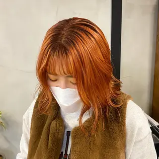 ミディアム カラー ハル🌸柔色/ ブリーチなし/艶髪のヘアスタイル