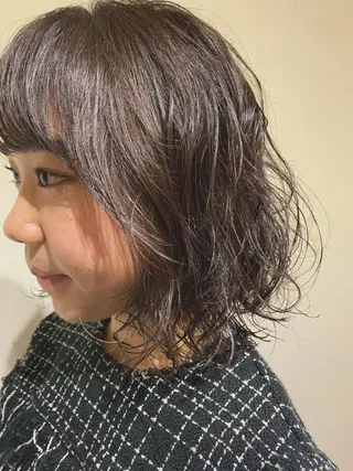 ショート パーマ パーマ/透明感カラー /ボブ/吉田一生のヘアスタイル