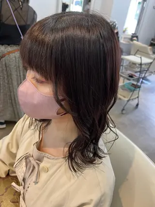 ミディアム パーマ 暗髪ツヤ感カラー🌼 いしいゆうこのヘアスタイル