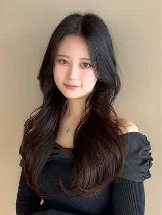 セミロング カラー レイヤーカット顔周り /アレンジ伊藤彪真のヘアスタイル