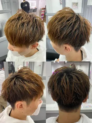 ショート カラー パーマ ヘアアレンジ メンズ 🔥メンズパーマ特 化🔥渡辺一翔🔥のヘアスタイル