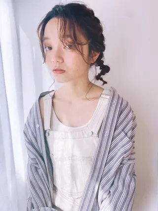 ミディアム カラー パーマ ヘアアレンジ ANY mikuのヘアスタイル