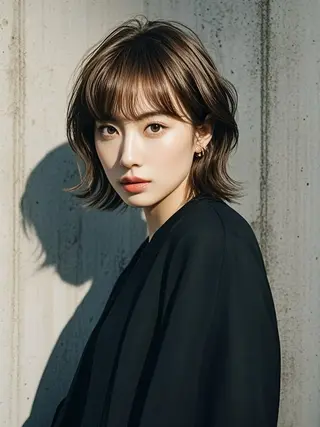 ミディアム ウルフカット 811 大阪梅田 ウルフのヘアスタイル
