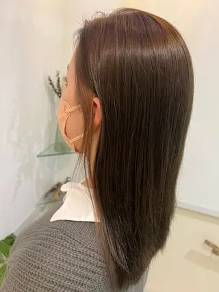 セミロング カラー ブリーチしない暖色 カラー🥀杉 優菜のヘアスタイル