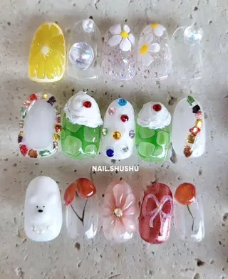 ネイル 3dパーツ/流行り 👧shushu❤️のネイルデザイン