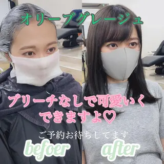 ミディアム カラー くすみミルクティー／ ブラウン🪡TOWAのヘアスタイル