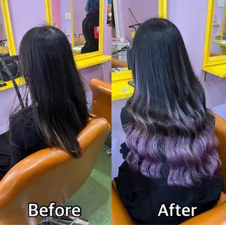 ロング カラー+ちび編み込み エクステ梅田🐨のヘアスタイル