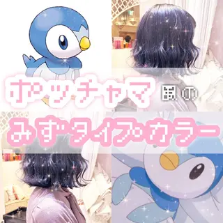 ミディアム カラー 川井麻由🎀アイドル 量産🎀ピンクカラーのヘアスタイル