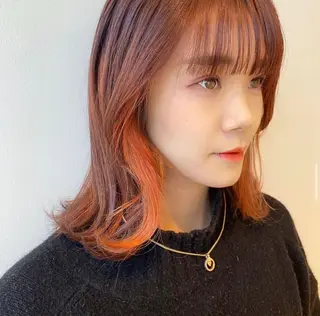 ミディアム カラー ヘアアレンジ ayumi🌈 インナーカラー🌈のヘアスタイル