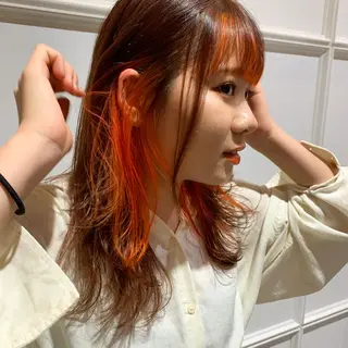 セミロング カラー 髪質改善カラー&TR 縮毛矯正/弱酸性矯正のヘアスタイル